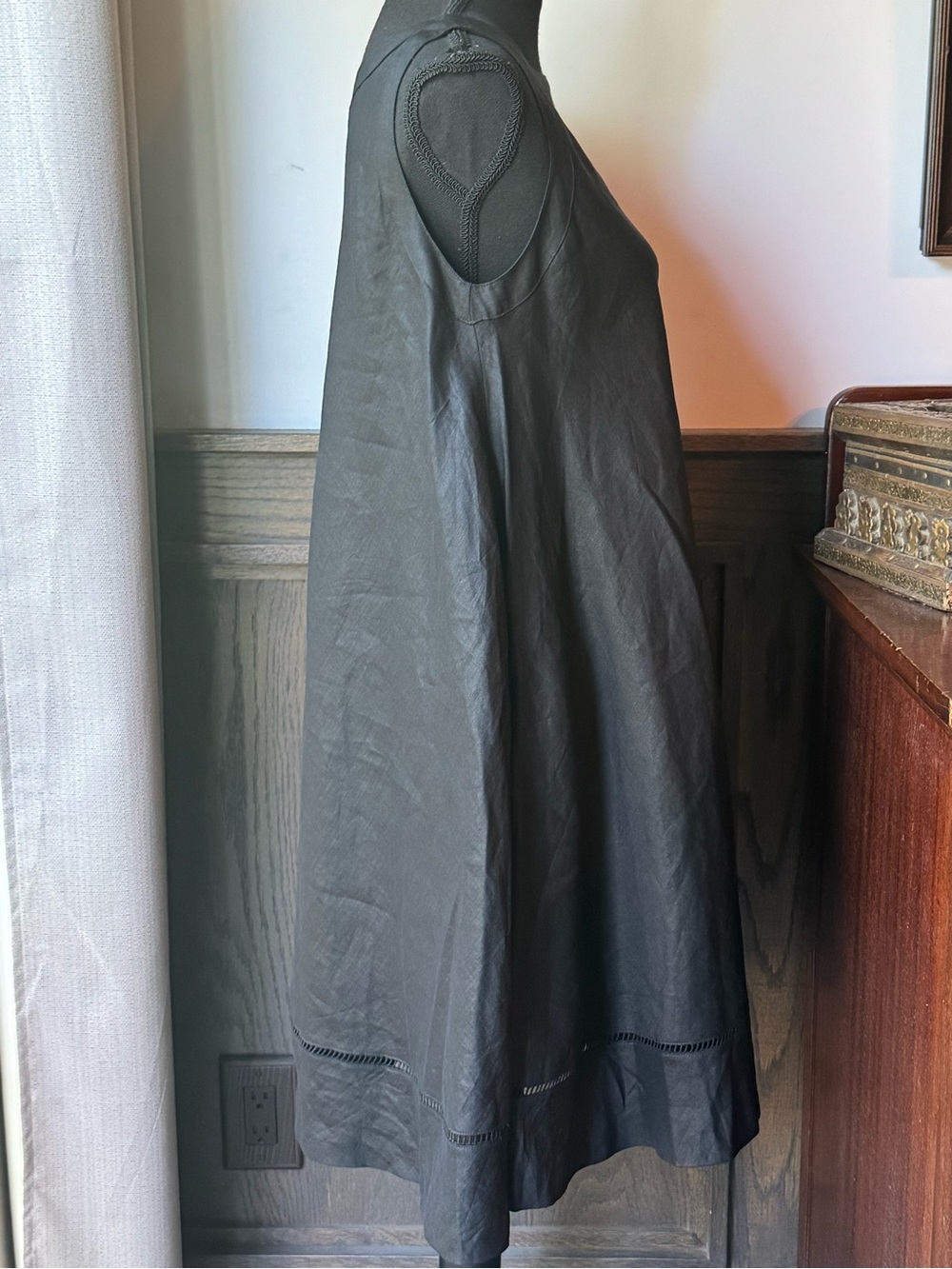 Andrea Jovine Black Linen Sleeveless A-Line Dress Sz 4 EUC - Picture 5 of 6